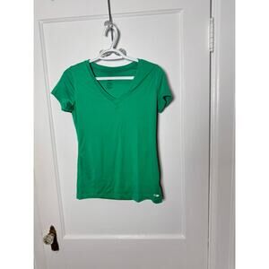 Champion Duo Dry Athletic Short Sleeve V-neck Workout T-shirt Green Women's S